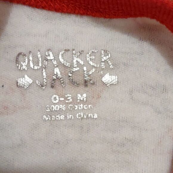 Quacker Jack Boys size 0-3 months white black red onesie car truck dog print - Picture 3 of 4